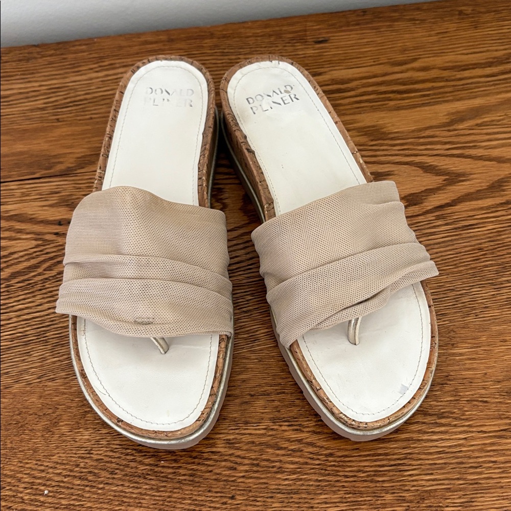 Donald Pliner Beige Slide Sandals